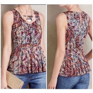 Anthro Deletta Corbara Printed Peplum Top